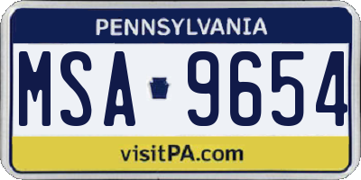 PA license plate MSA9654