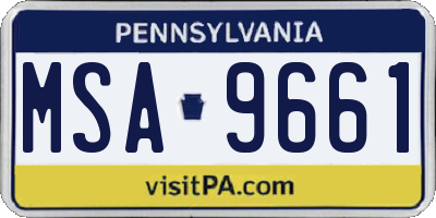 PA license plate MSA9661