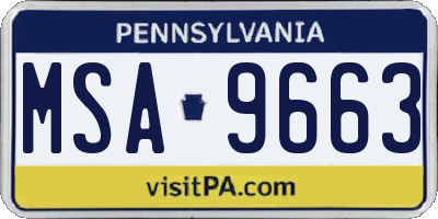 PA license plate MSA9663