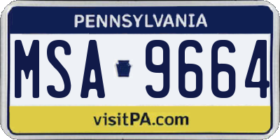 PA license plate MSA9664