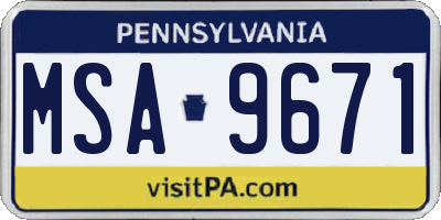 PA license plate MSA9671