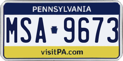 PA license plate MSA9673