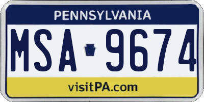 PA license plate MSA9674