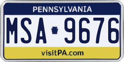 PA license plate MSA9676