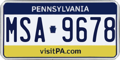 PA license plate MSA9678