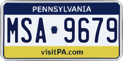 PA license plate MSA9679