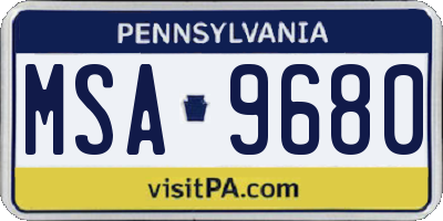 PA license plate MSA9680