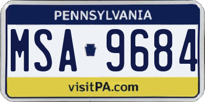PA license plate MSA9684