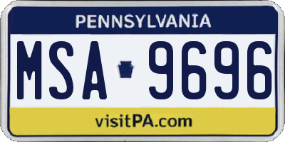PA license plate MSA9696