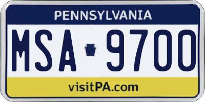 PA license plate MSA9700