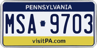 PA license plate MSA9703