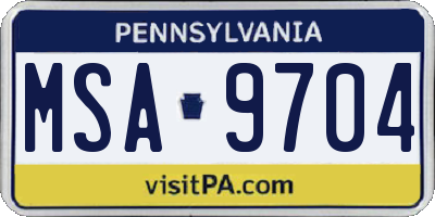 PA license plate MSA9704