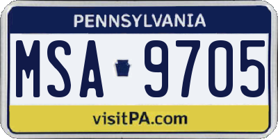 PA license plate MSA9705