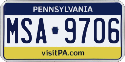 PA license plate MSA9706