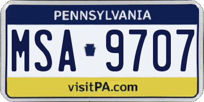 PA license plate MSA9707