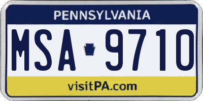 PA license plate MSA9710