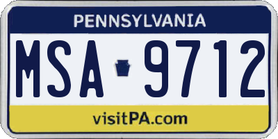 PA license plate MSA9712