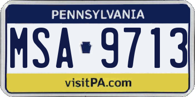 PA license plate MSA9713