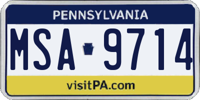 PA license plate MSA9714
