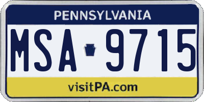 PA license plate MSA9715
