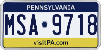 PA license plate MSA9718