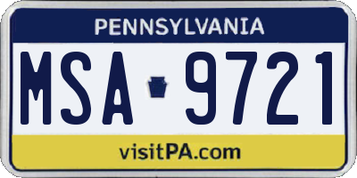 PA license plate MSA9721