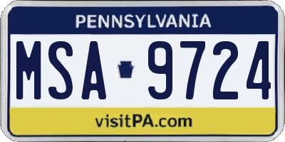 PA license plate MSA9724