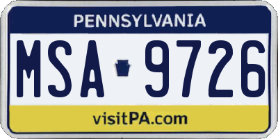 PA license plate MSA9726