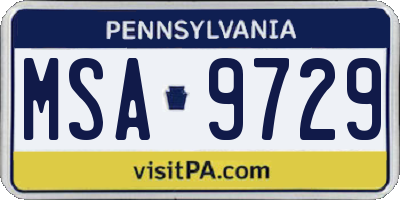 PA license plate MSA9729