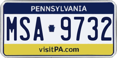 PA license plate MSA9732