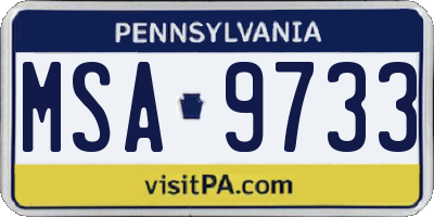 PA license plate MSA9733