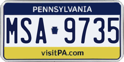 PA license plate MSA9735