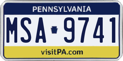 PA license plate MSA9741