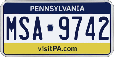 PA license plate MSA9742