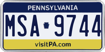 PA license plate MSA9744