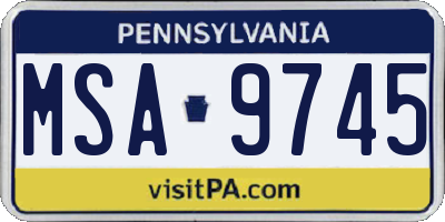PA license plate MSA9745