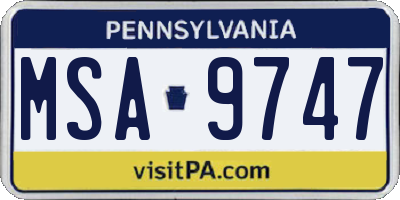 PA license plate MSA9747