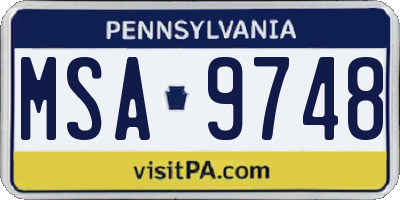 PA license plate MSA9748