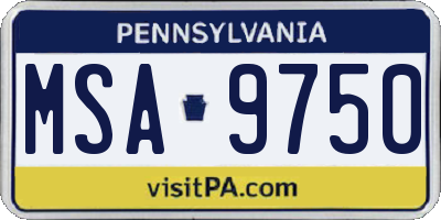 PA license plate MSA9750