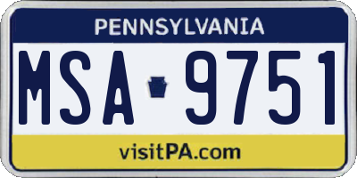 PA license plate MSA9751