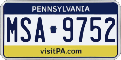 PA license plate MSA9752