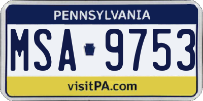 PA license plate MSA9753