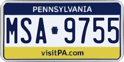 PA license plate MSA9755