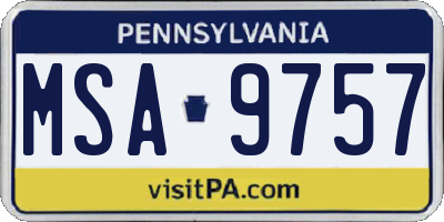 PA license plate MSA9757