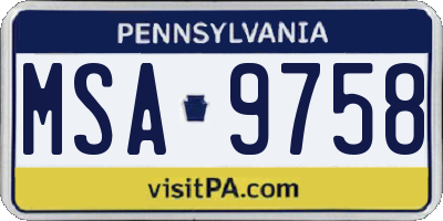 PA license plate MSA9758