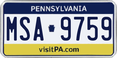 PA license plate MSA9759