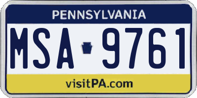 PA license plate MSA9761