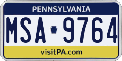 PA license plate MSA9764