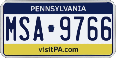 PA license plate MSA9766
