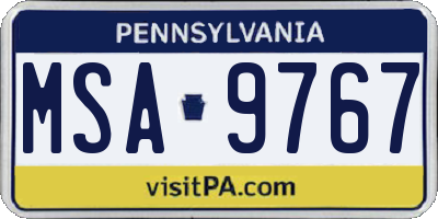 PA license plate MSA9767